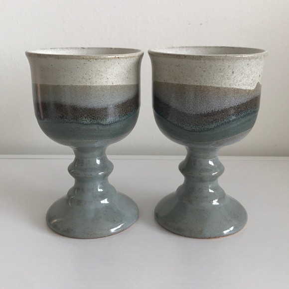 Vintage Other - Vintage Handmade Pottery Goblets Set of 2
